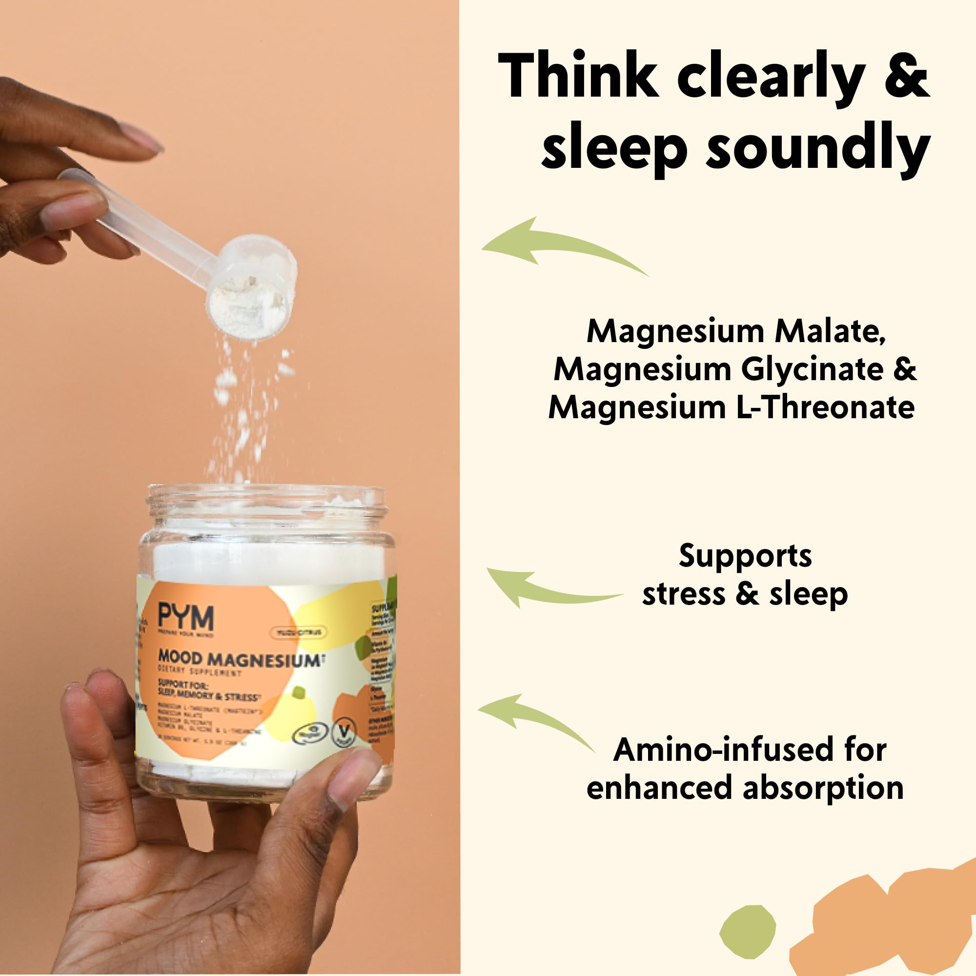 Close-up of PYM Health Mood Magnesium stick packet