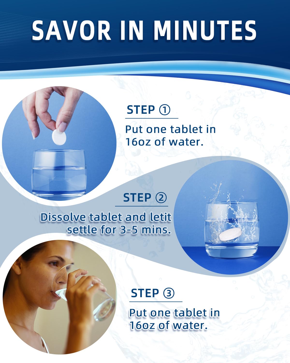 Close-up of Qanbokey Hydrogen Water Tablets dissolving