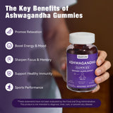 Close-up of QualiLife Ashwagandha Gummies with ingredients