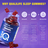 Close-up of QualiLife Sleep Gummies showing strawberry flavour