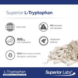 Close-up of quality Labs L-Tryptophan 500mg capsules