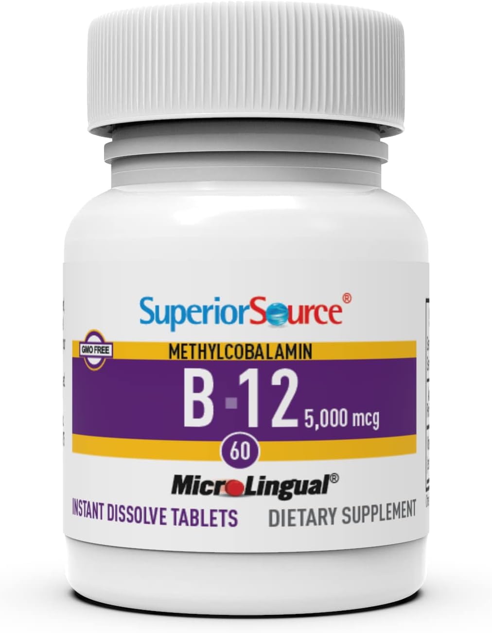 Close-up of quality Source B-12 Methylcobalamin 5000 mcg Tablets