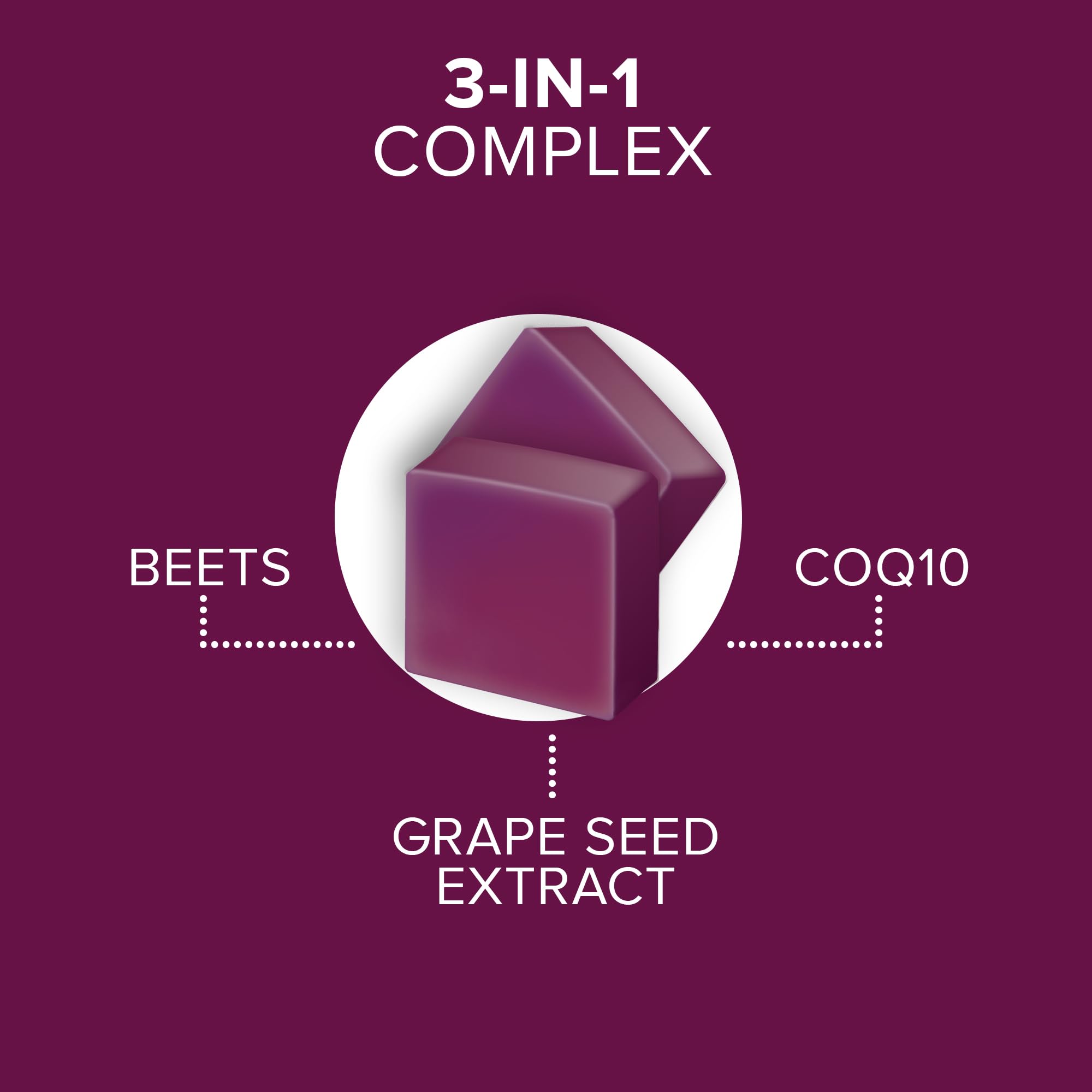Close-up of Qunol Beets 3 in 1 Chews berry flavour