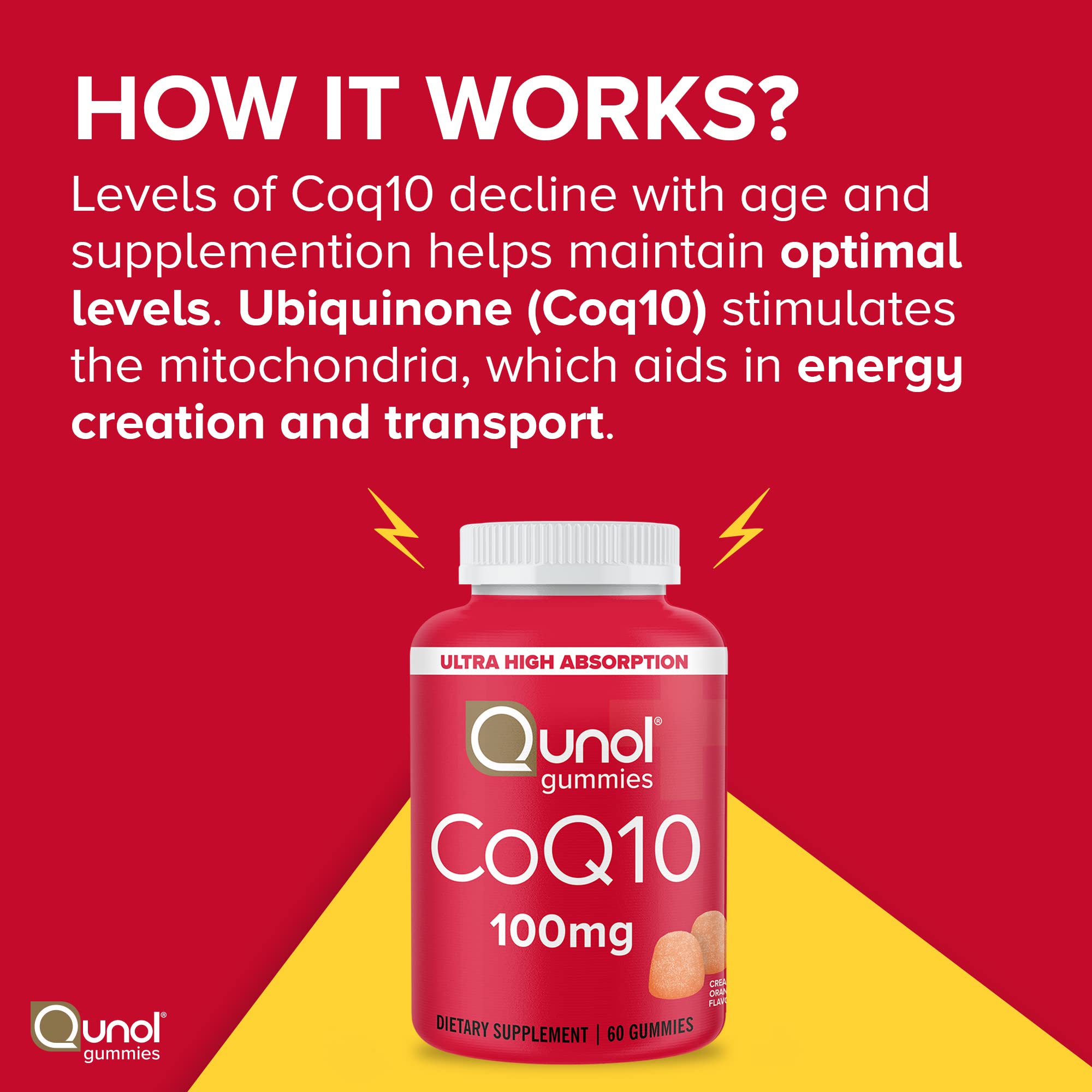 Close-up of Qunol CoQ10 Gummies with orange flavour