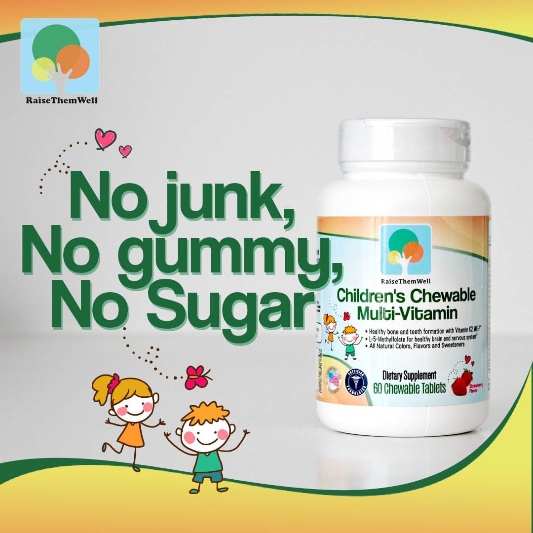 Close-up of Raise Them Well Chewable Multivitamins strawberry flavour