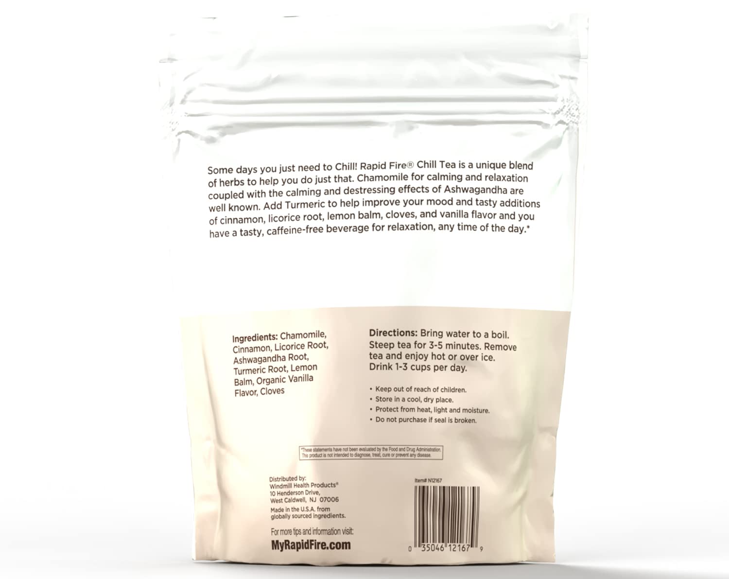 Close-up of Rapid Fire Chill Tea pyramid sachet
