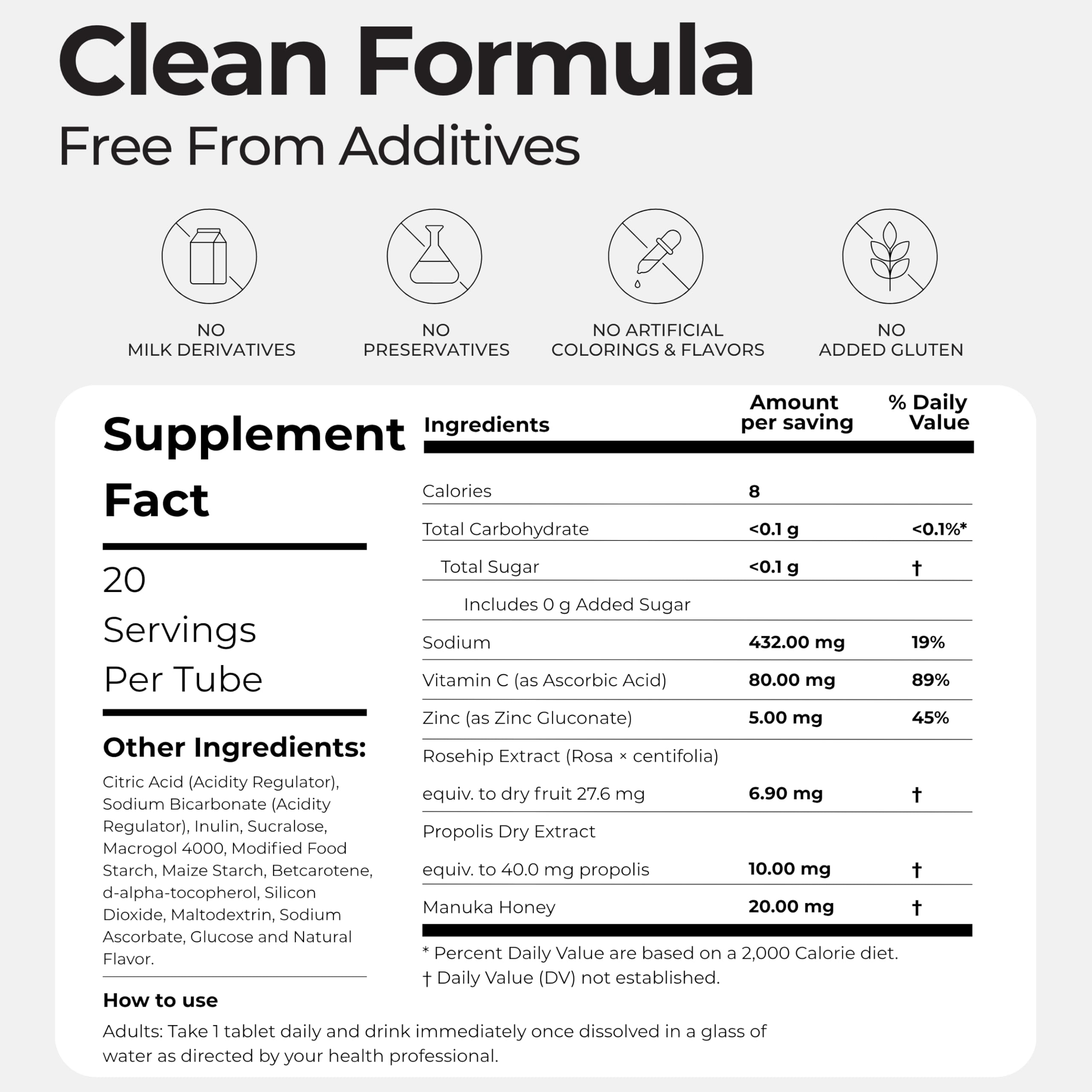 Close-up of REACTONZ daily wellness Plus Effervescent Tablet