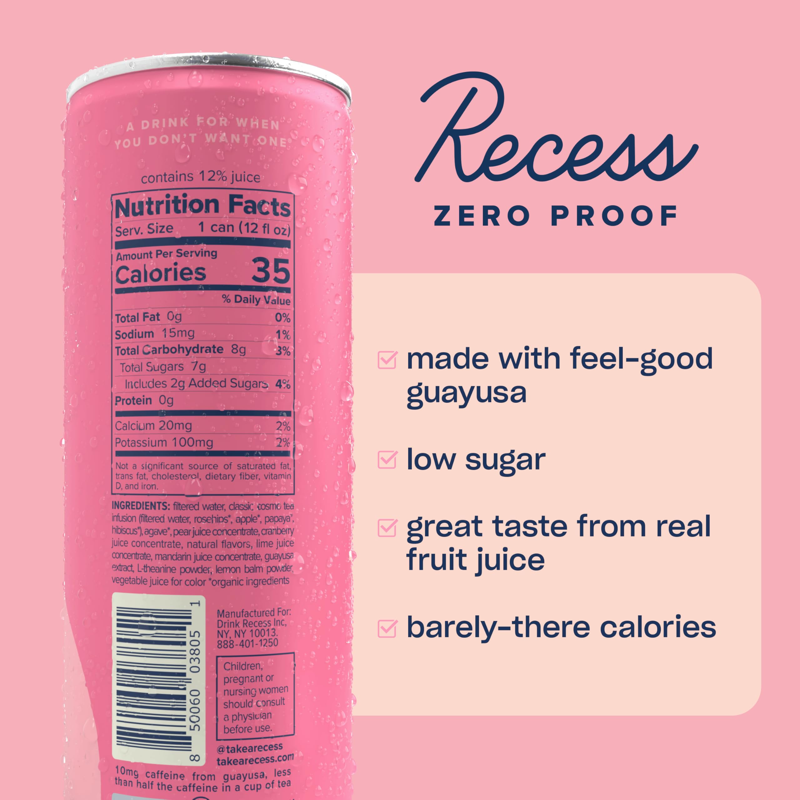 Close-up of Recess Alcohol-Free Cosmo Mocktail can