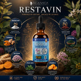Close-up of Rejuvica Health Restavin Turmeric Leg Support Supplement bottle