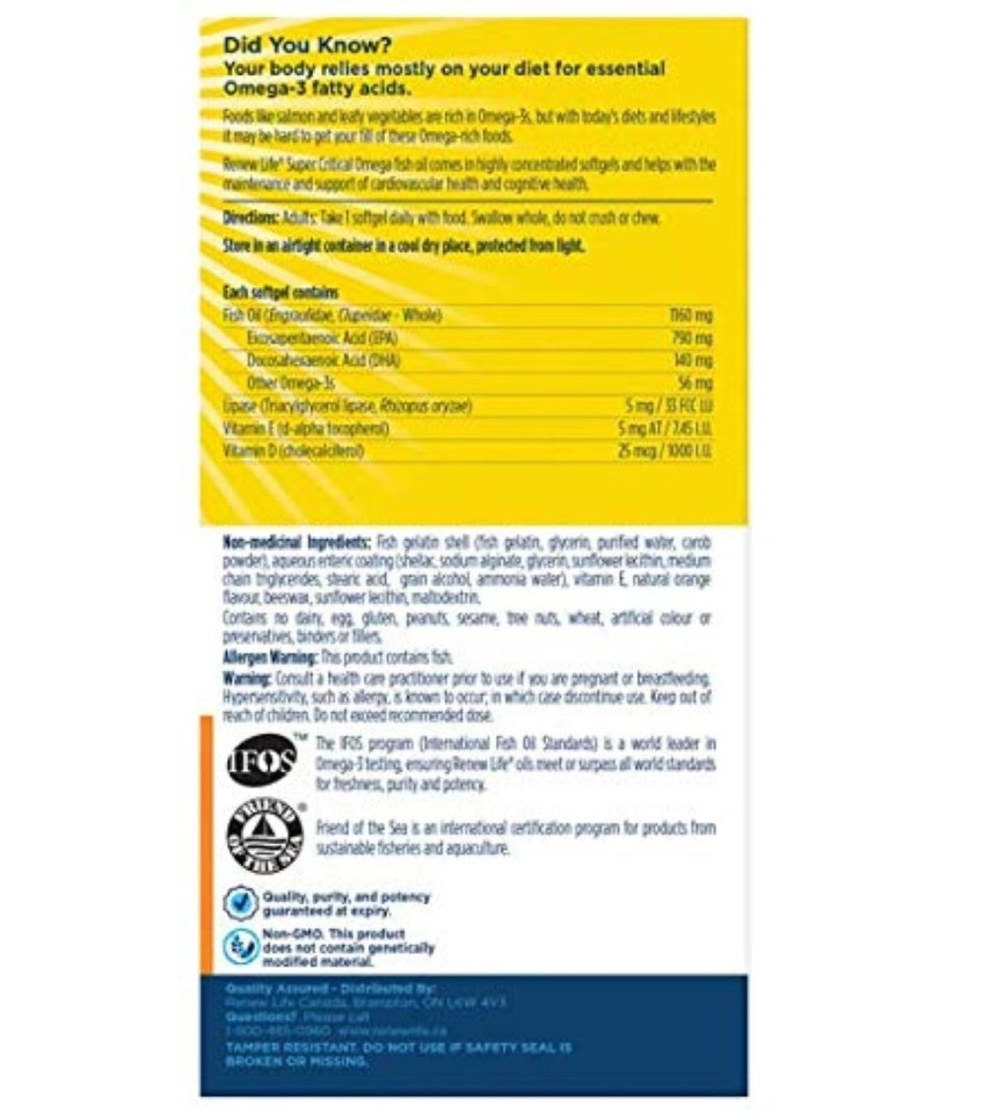 Close-up of Renew Life Omega-3 Fish Oil softgel