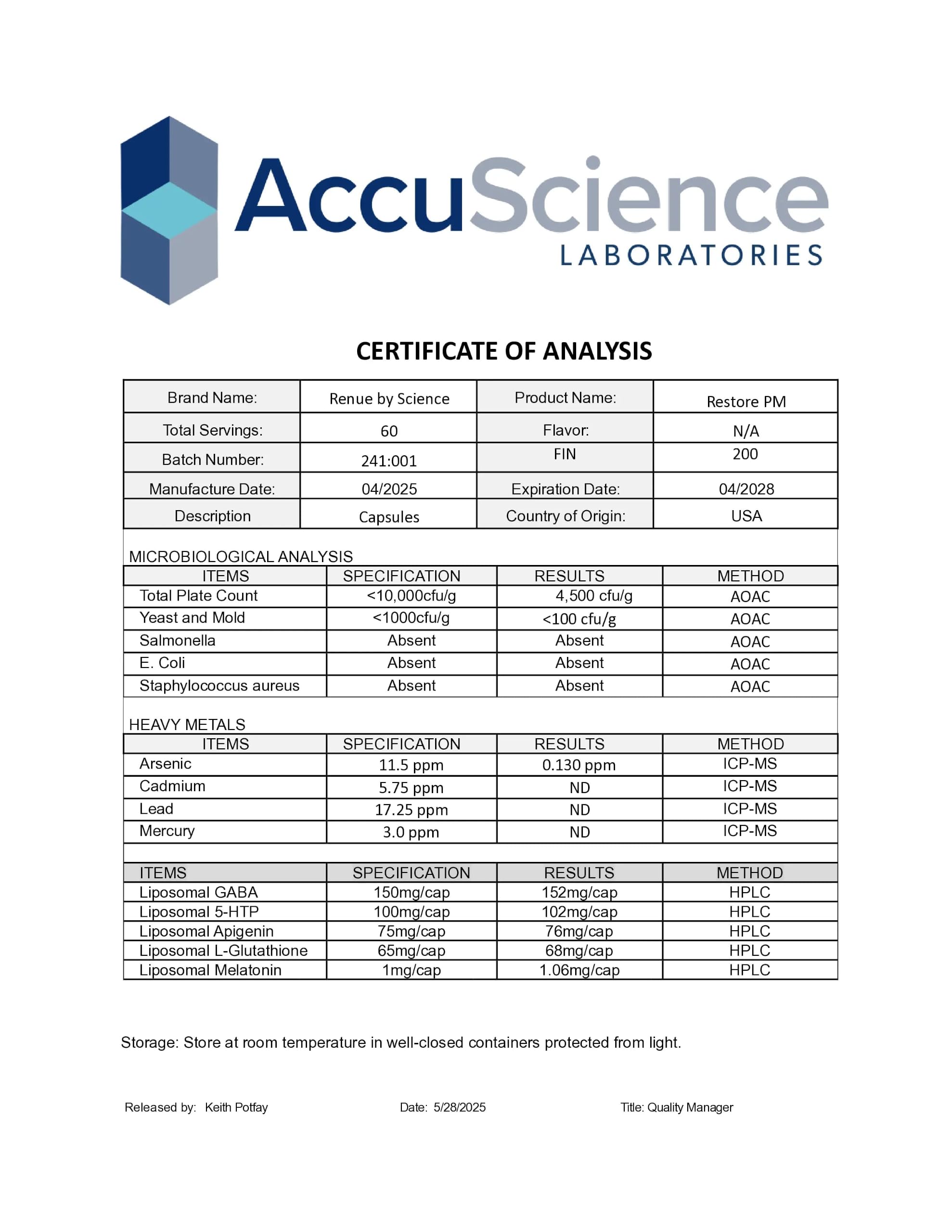 Close-up of Renue By Science Restore PM capsules