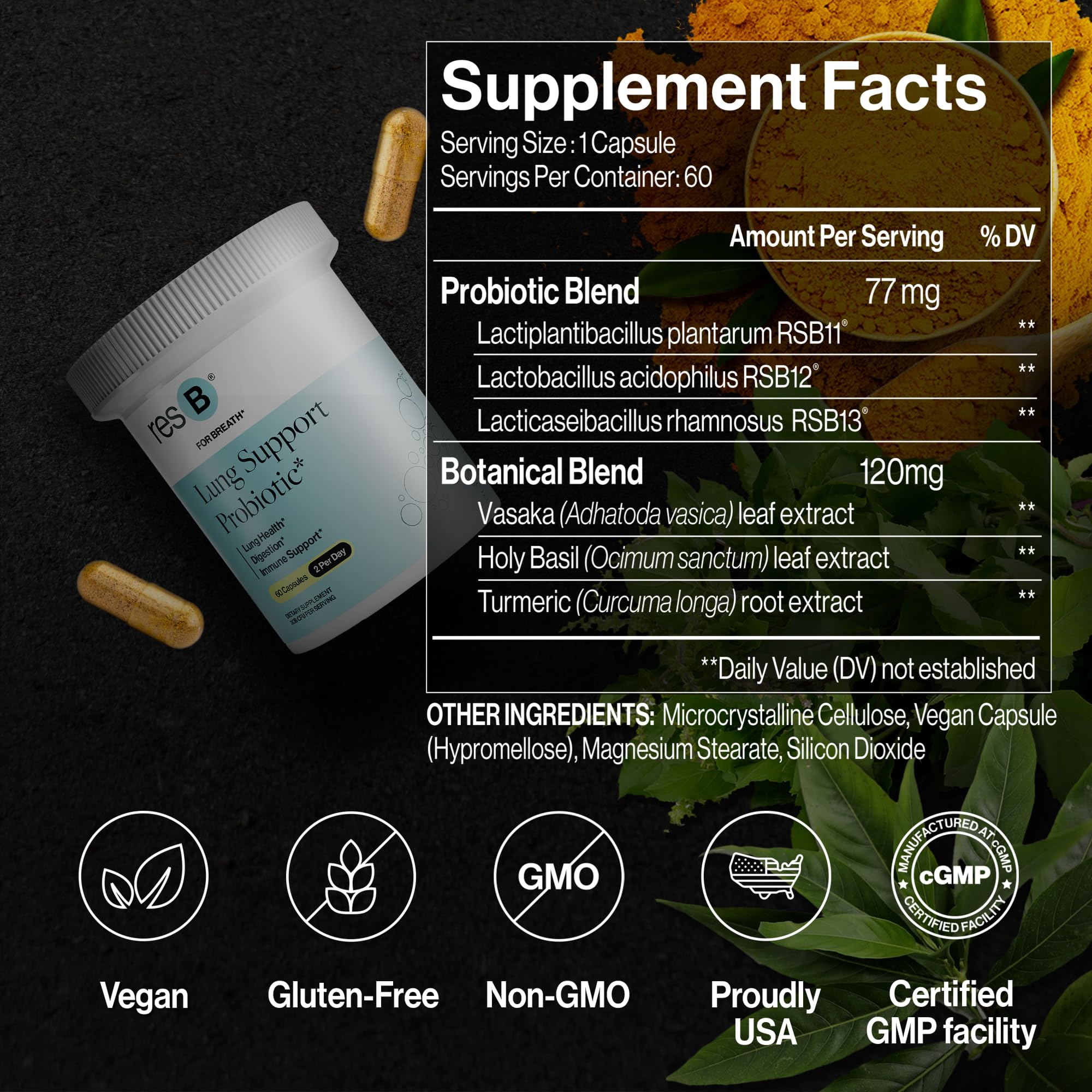 Close-up of ResBiotic Lung Support Probiotic Capsules