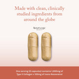 Close-up of Reserveage Nutrition Beauty Collagen support capsules