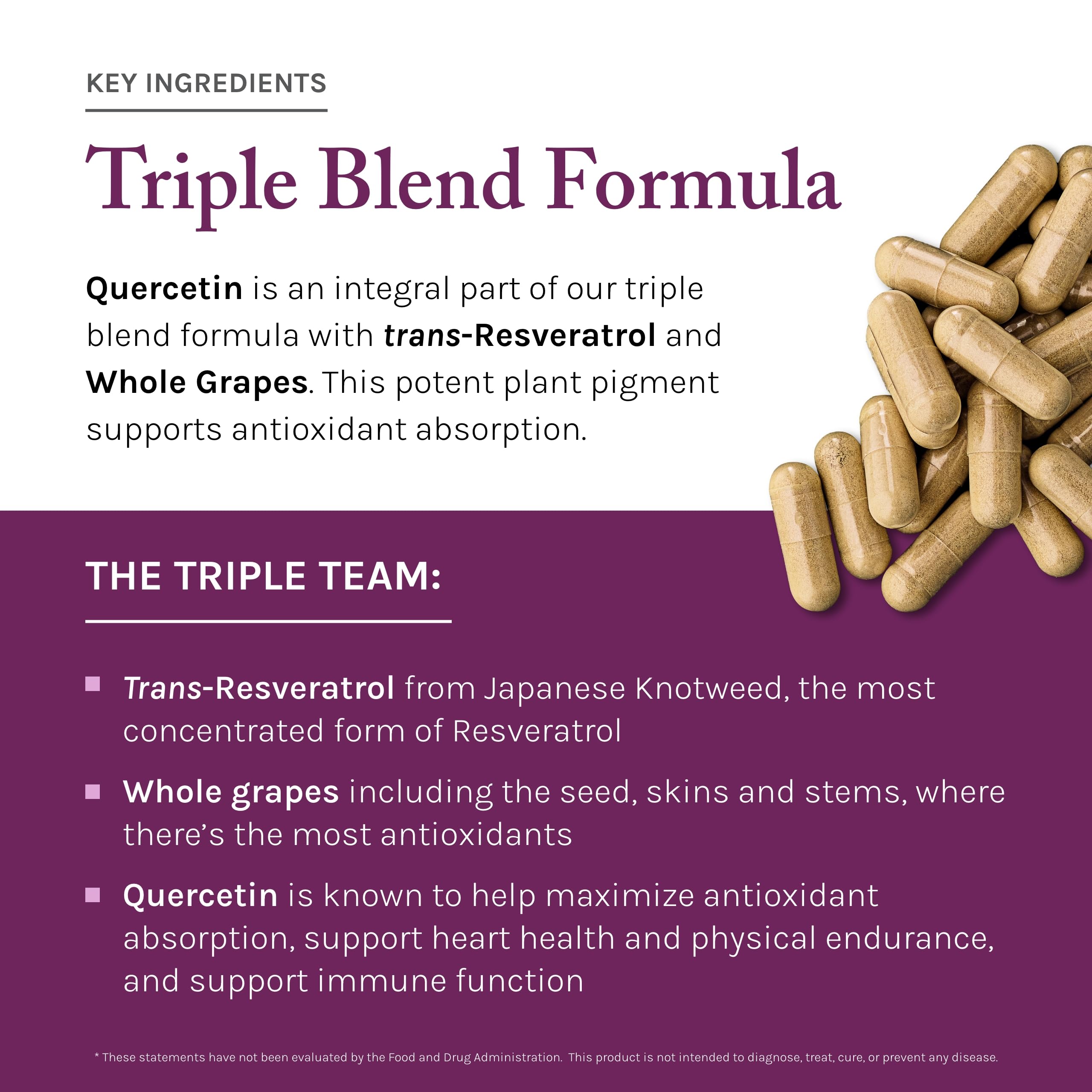 Close-up of Reserveage Nutrition Organic Resveratrol Supplement ingredients