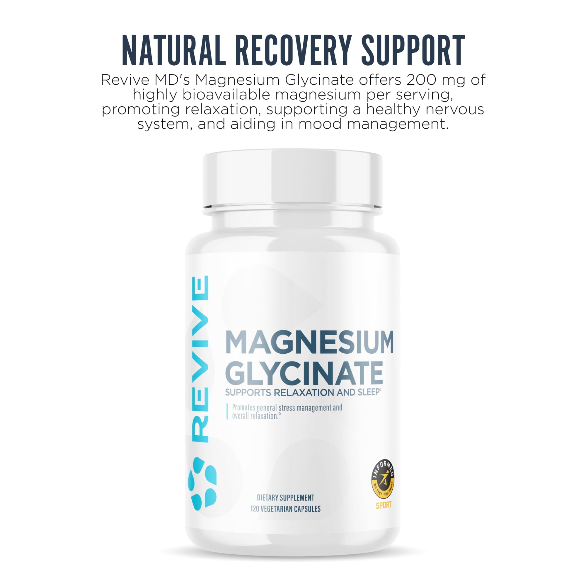 Close-up of Revive Magnesium Glycinate capsules