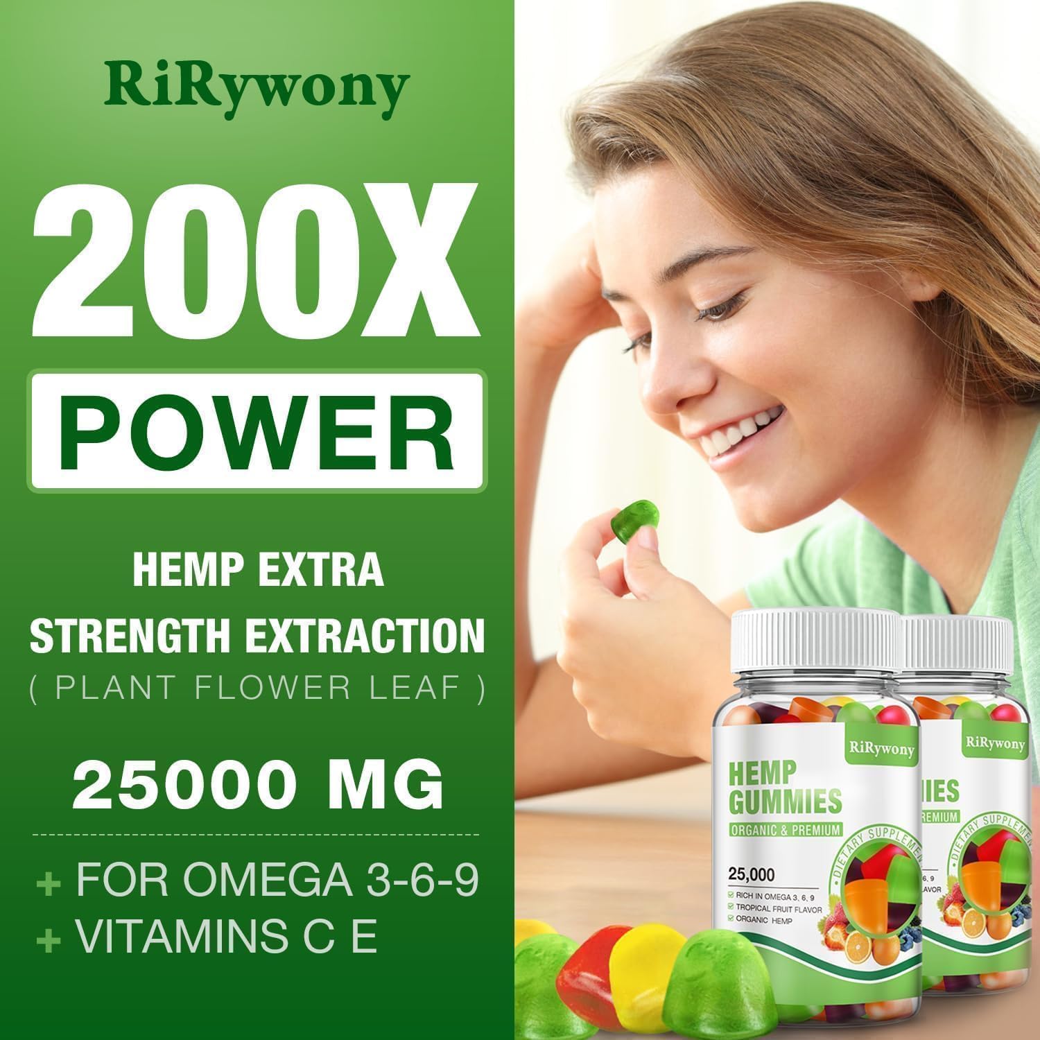 Close-up of RiRywony Health Hemp Gummies showing natural fruit flavour