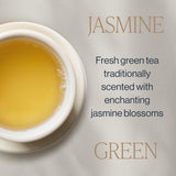 Close-up of Rishi Tea Jasmine Green Tea sachet
