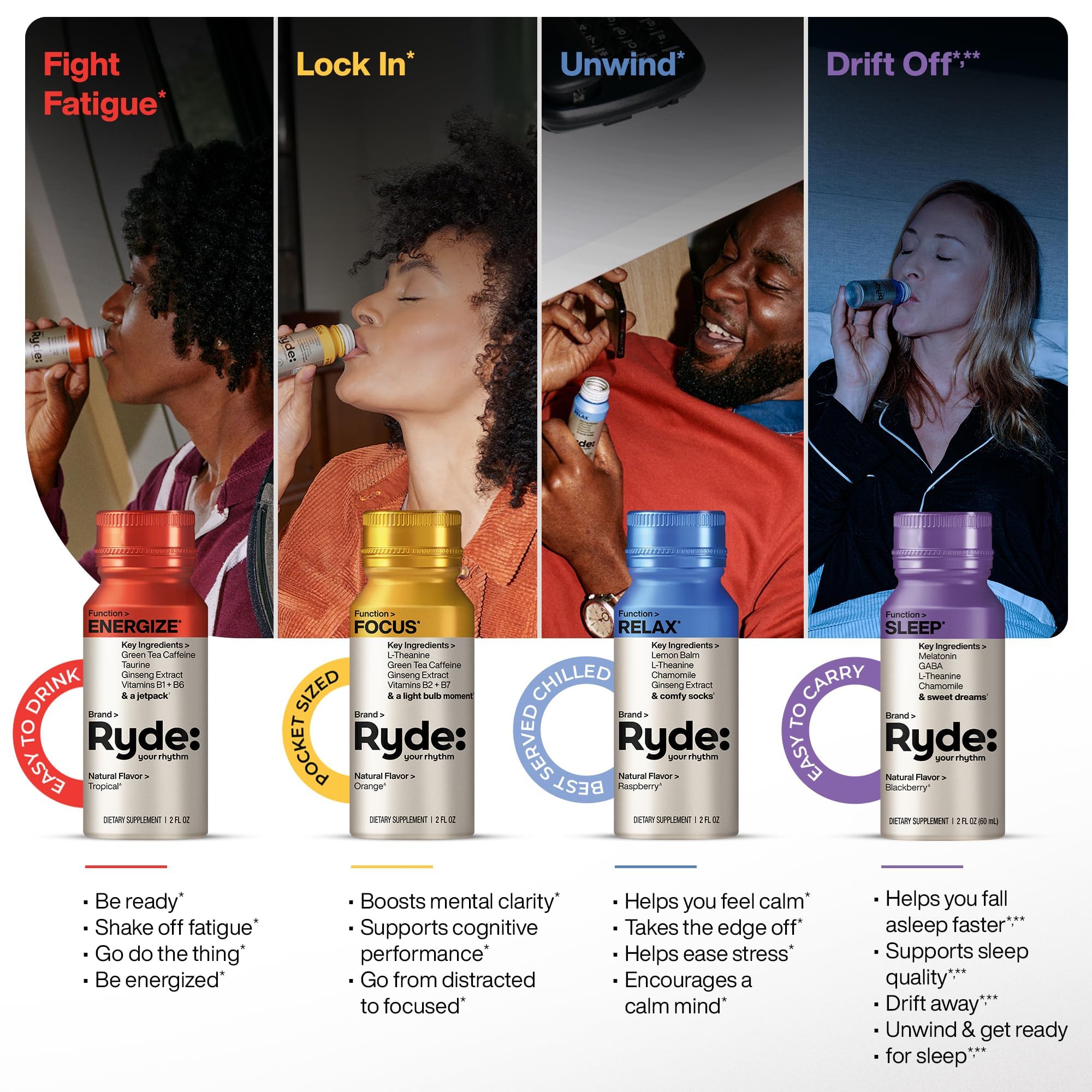 Close-up of RYDE shot ingredients