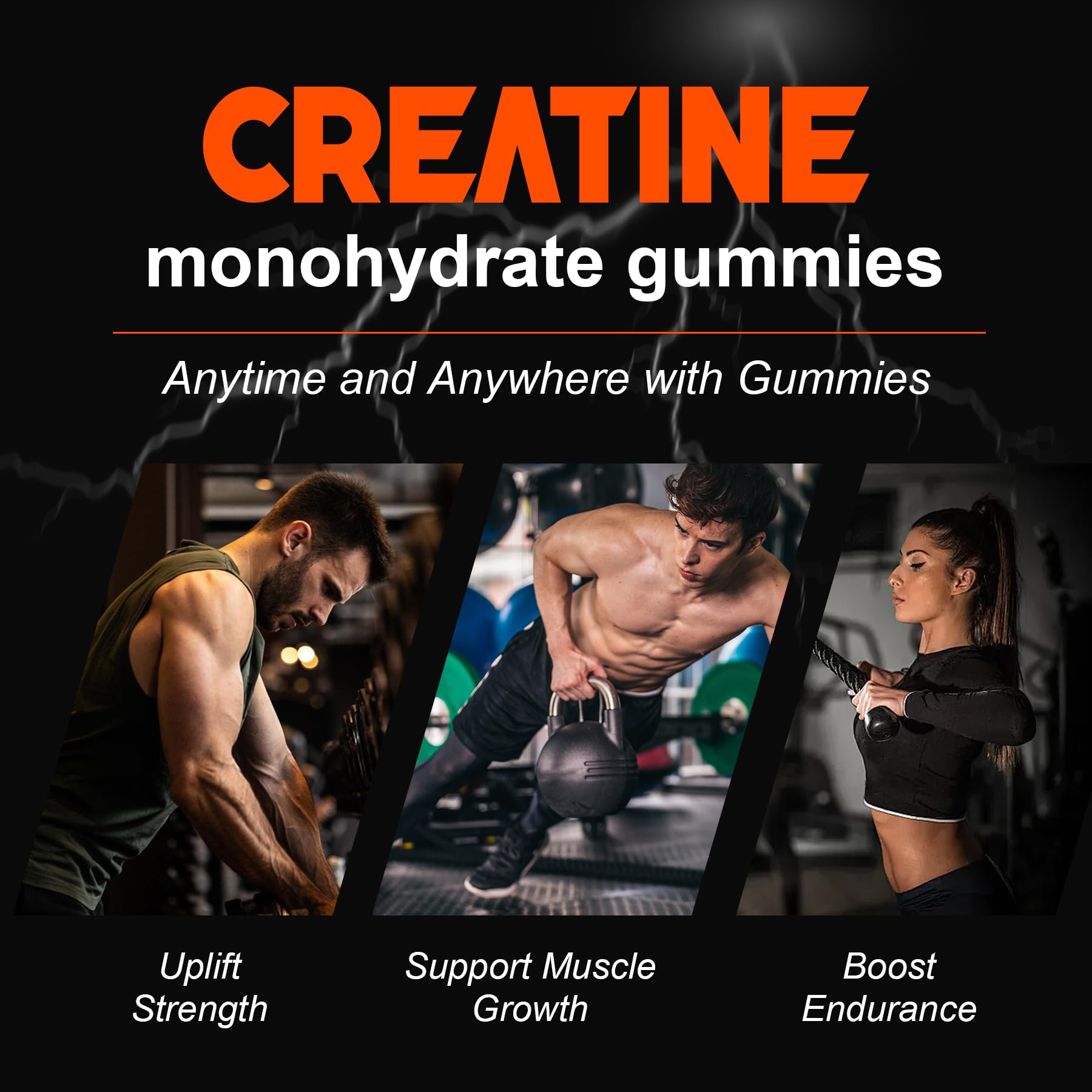 Close-up of S.G Inc Creatine Gummies showing strawberry flavour