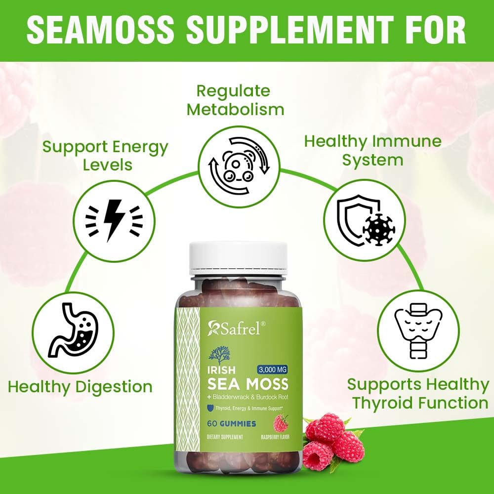 Close-up of Safrel Triple Sea Moss Complex Vegan Gummies