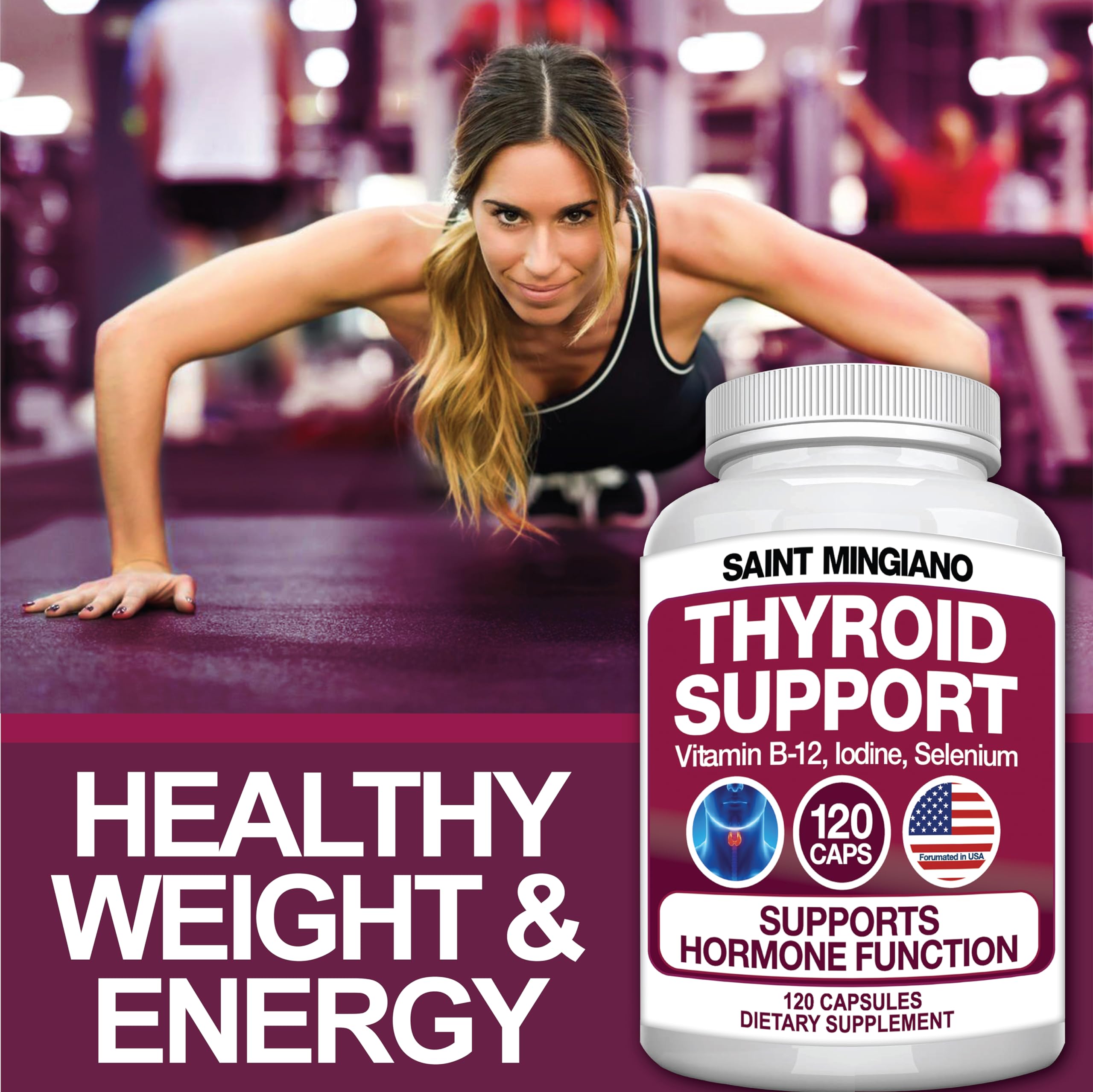Close-up of Saint Mingiano Thyroid Support Supplement capsules