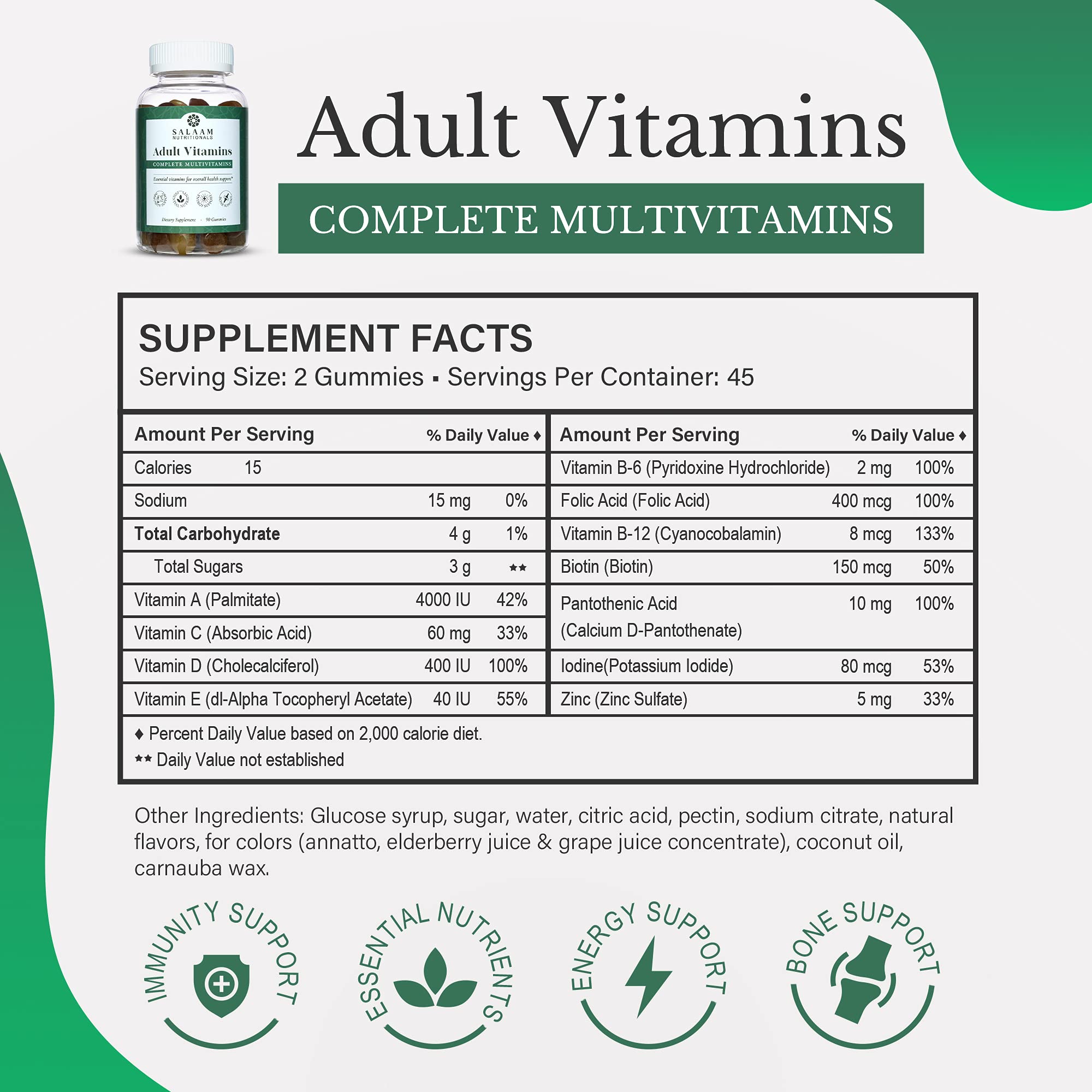 Close-up of Salaam Nutritionals Adult Multivitamin Gummies