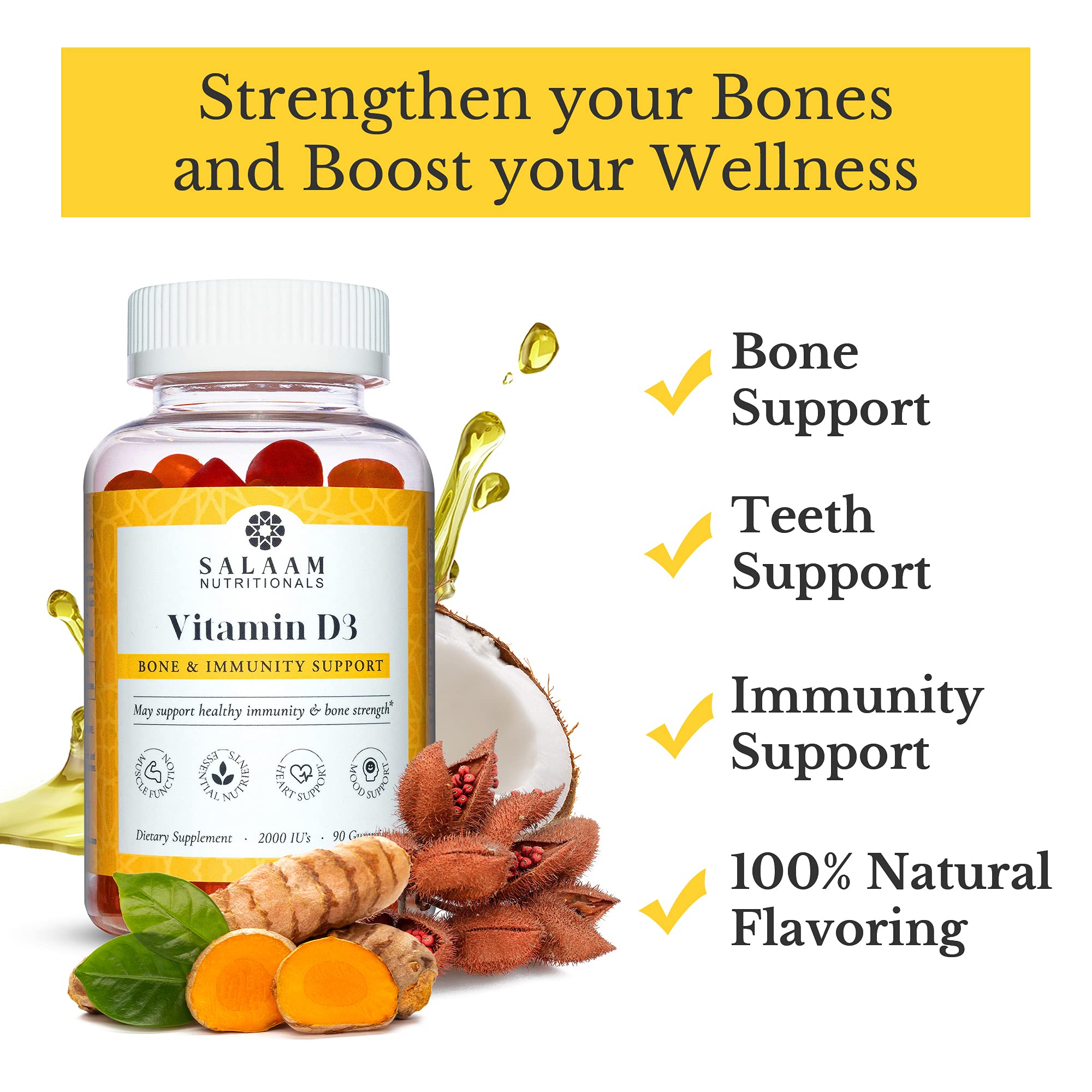 Close-up of Salaam Nutritionals Vitamin D3 gummy