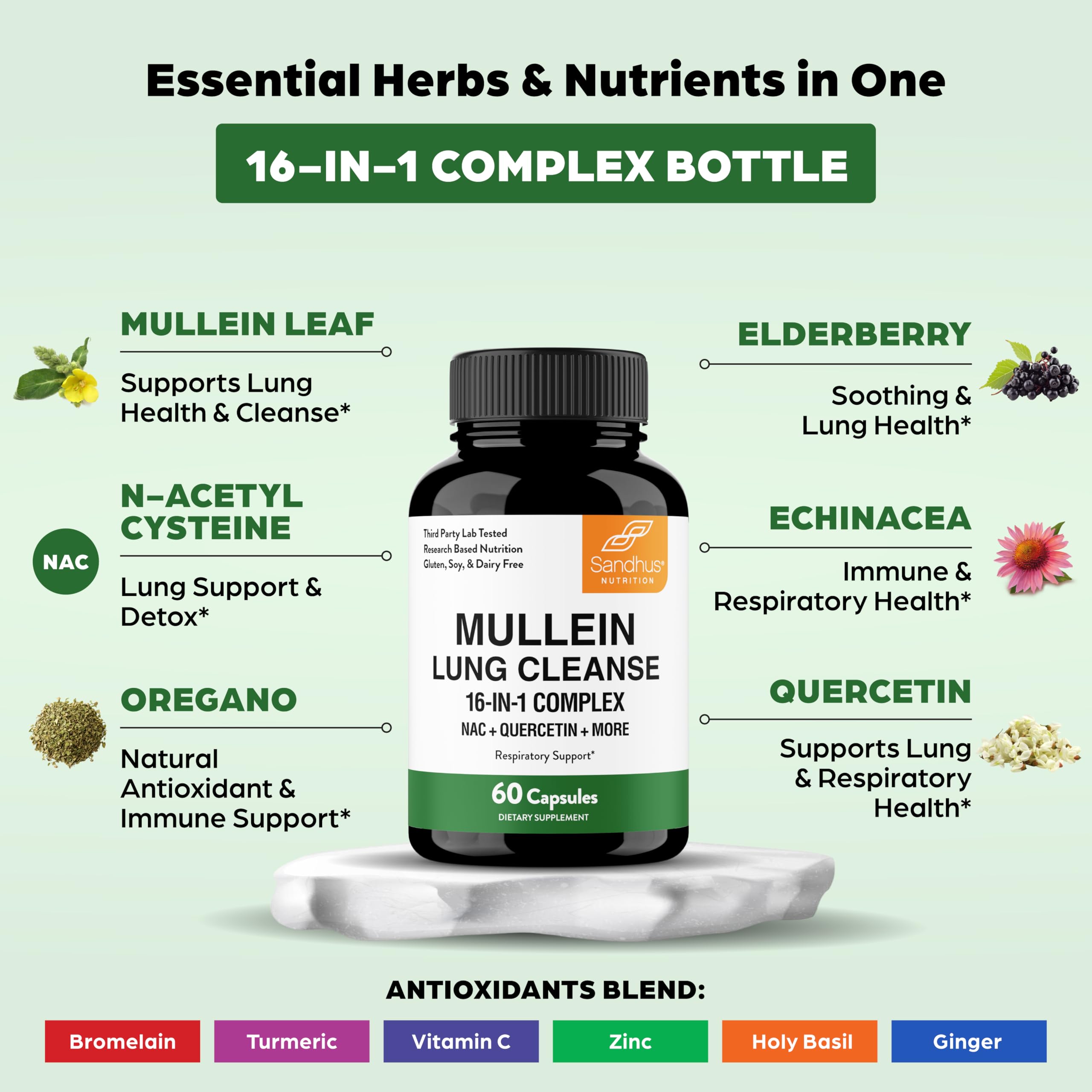 Close-up of Sandhu's Mullein Leaf Extract Capsules