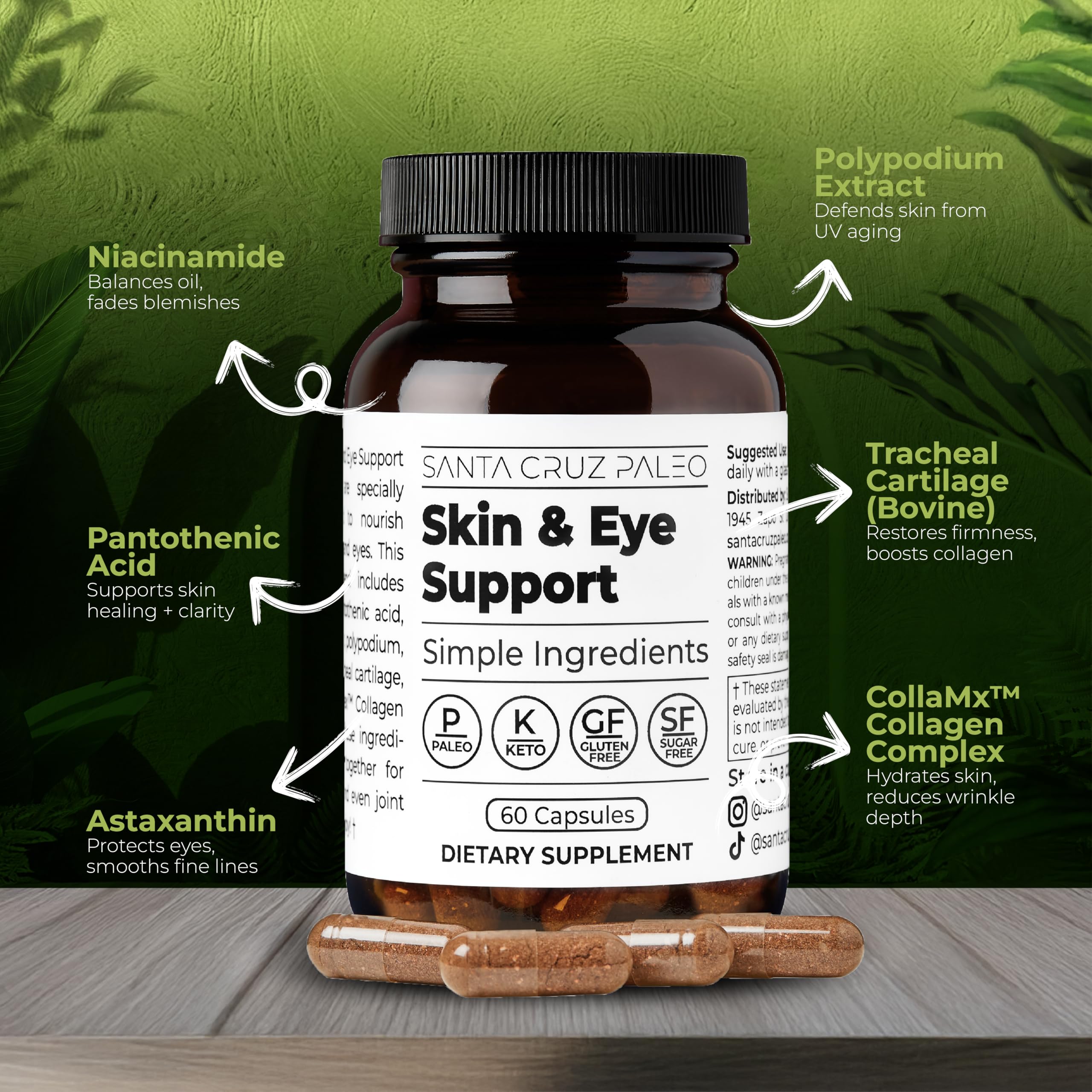 Close-up of Santa Cruz Paleo Lutein Supplement capsules