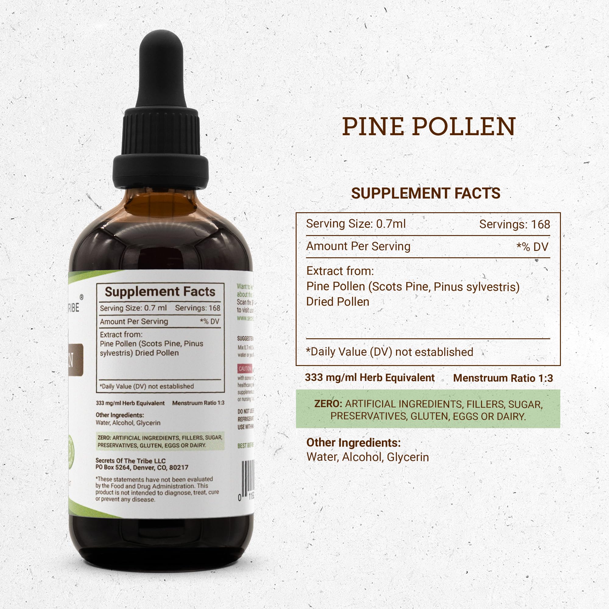Close-up of Secrets of the Tribe Herbal Supplement ingredients