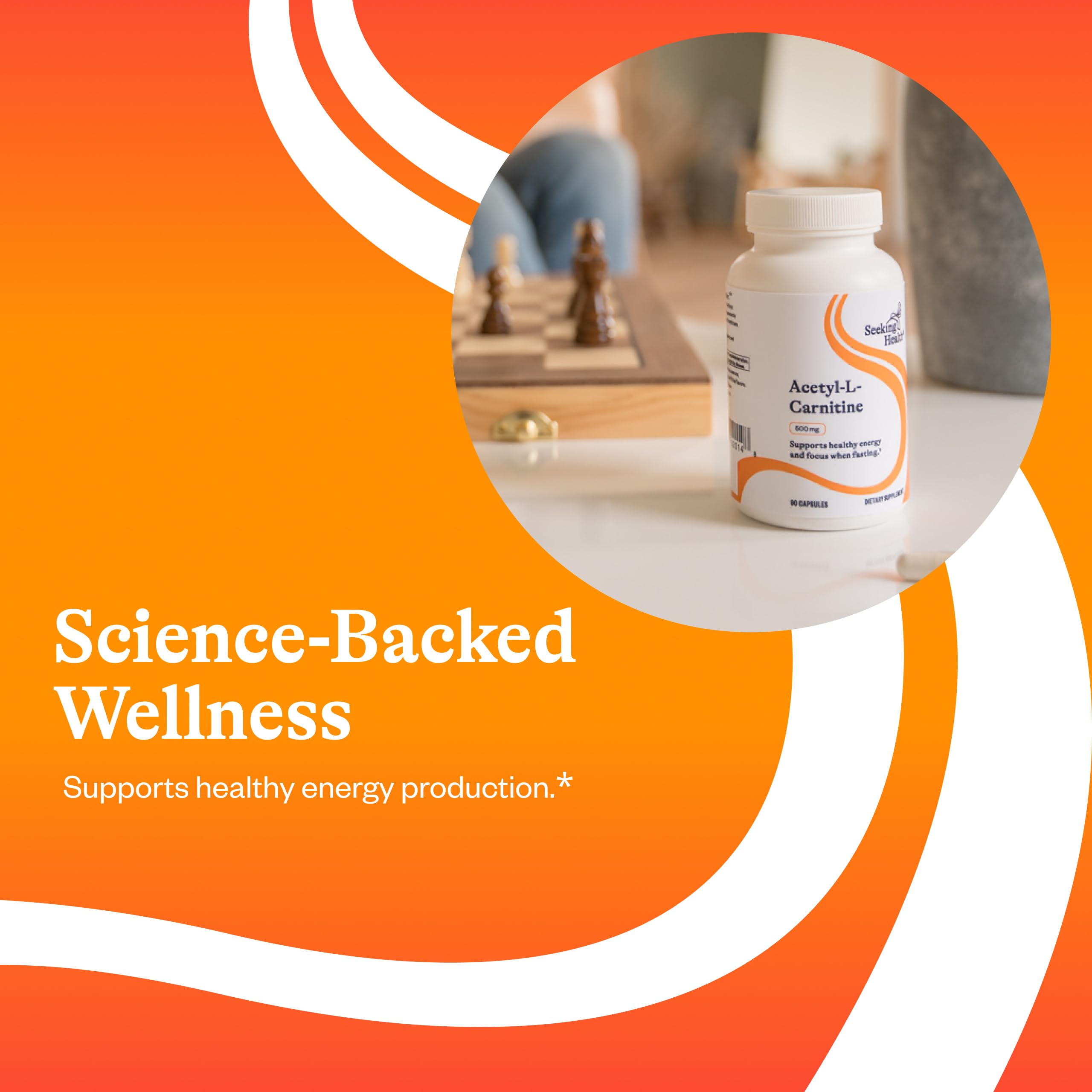 Close-up of Seeking Health Acetyl-L-Carnitine 500mg capsules