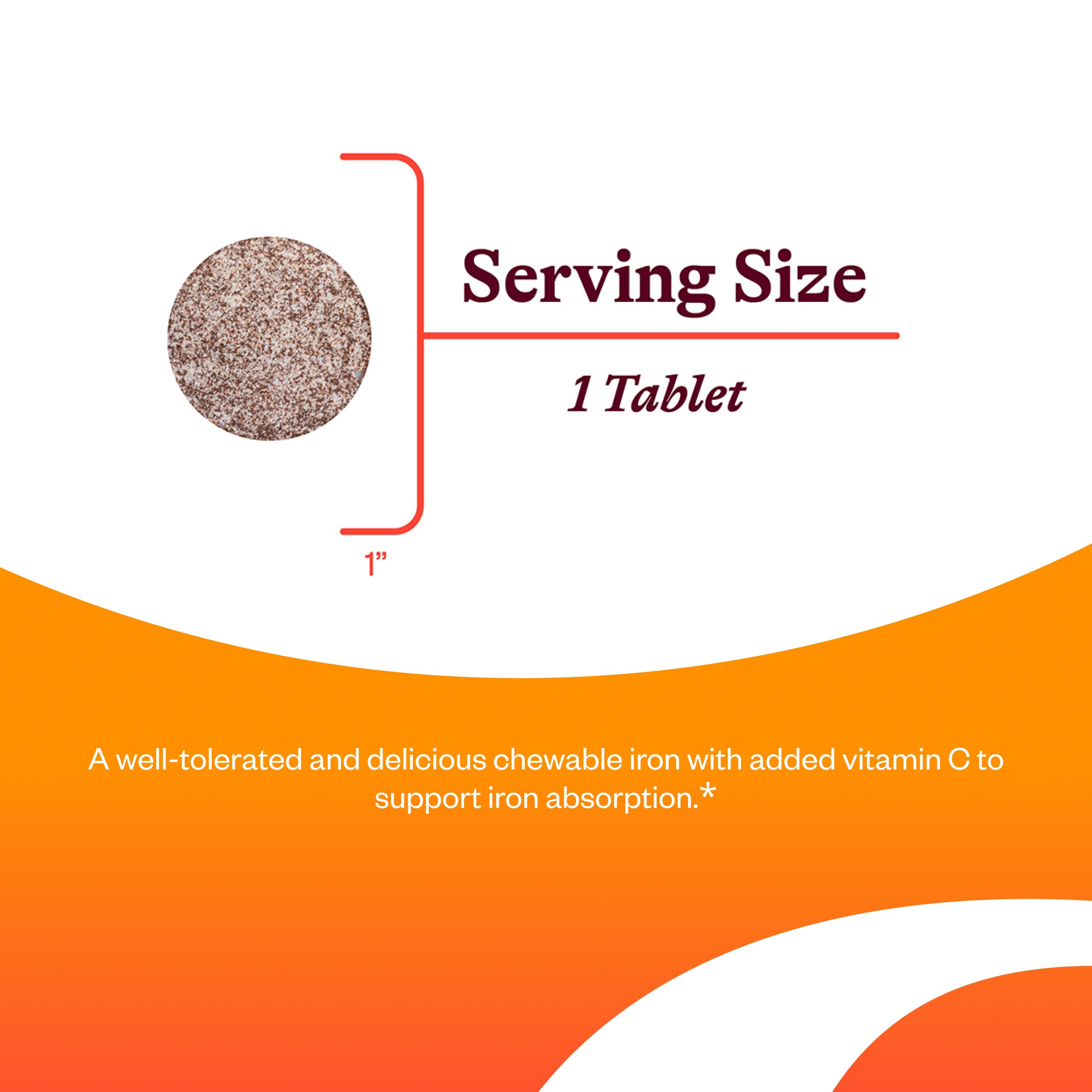 Close-up of Seeking Health Iron Supplement chewable tablet