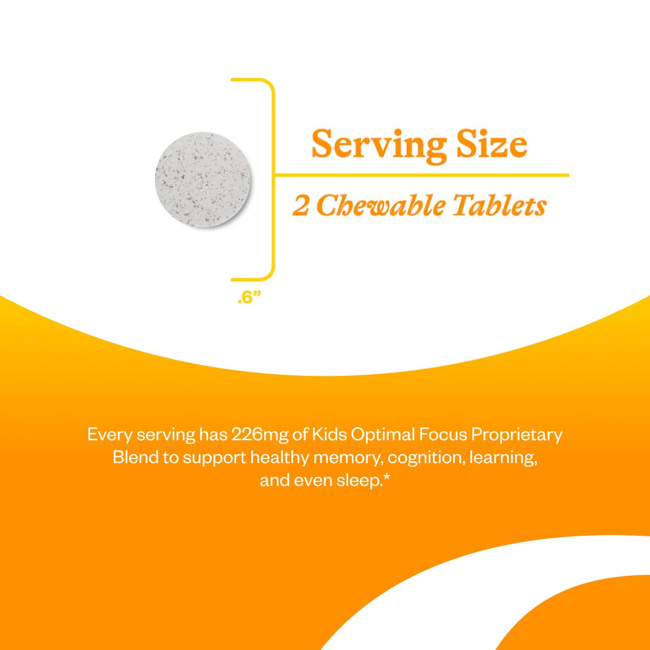 Close-up of Seeking Health Kids Optimal Focus chewable tablet
