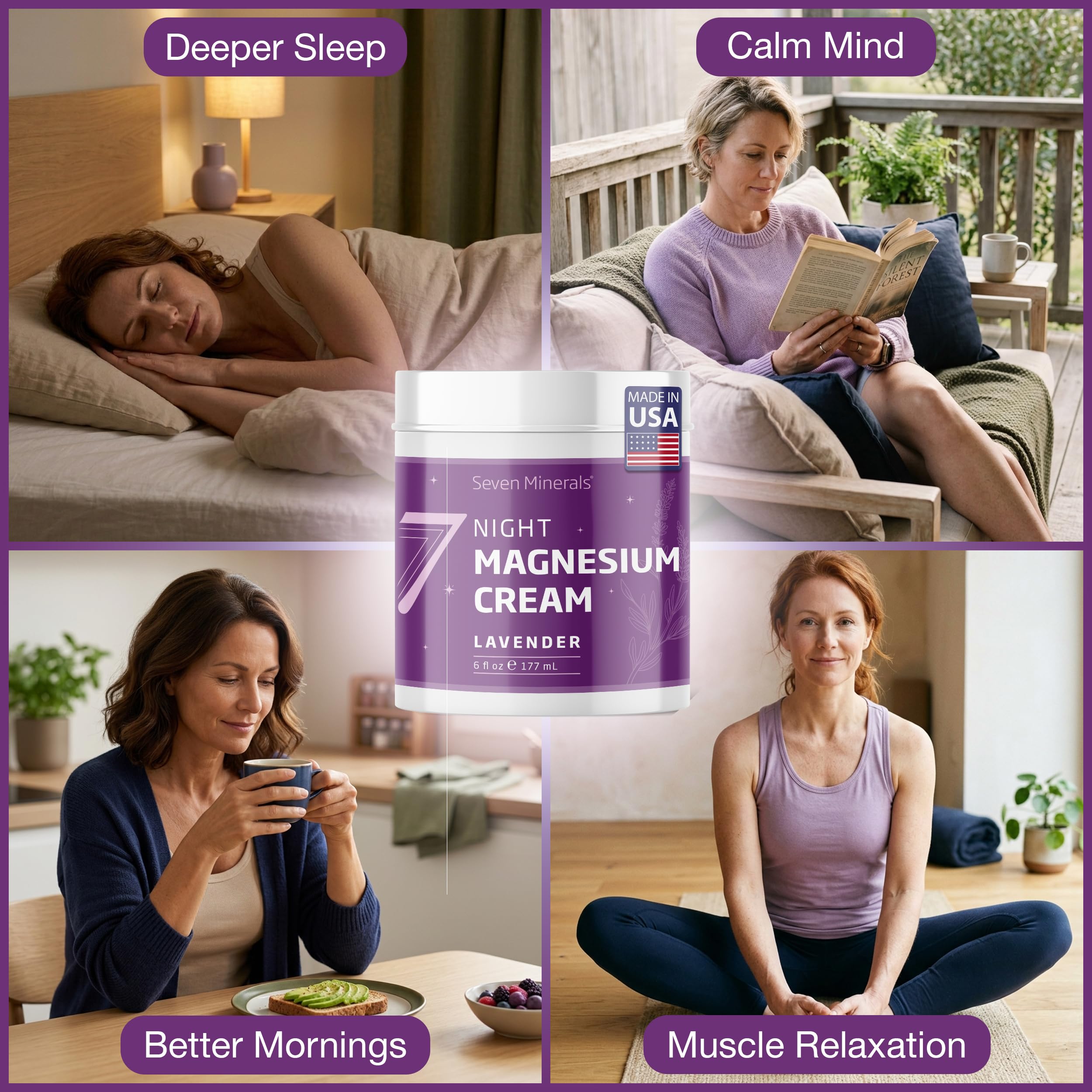 Close-up of Seven Minerals Night Magnesium Cream Lavender texture