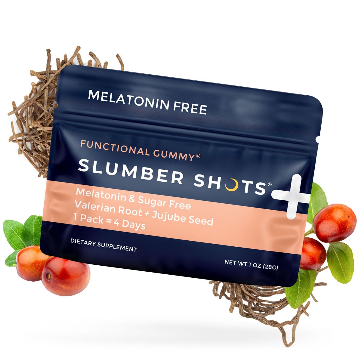 Close-up of SGC Slumber Shots Sleep Gummies packaging