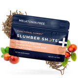 Close-up of SGC Slumber Shots Sleep Gummies packaging