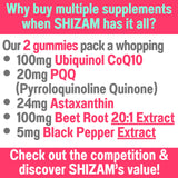 Close-up of SHIZAM CoQ10 Gummies showcasing the gummies' texture
