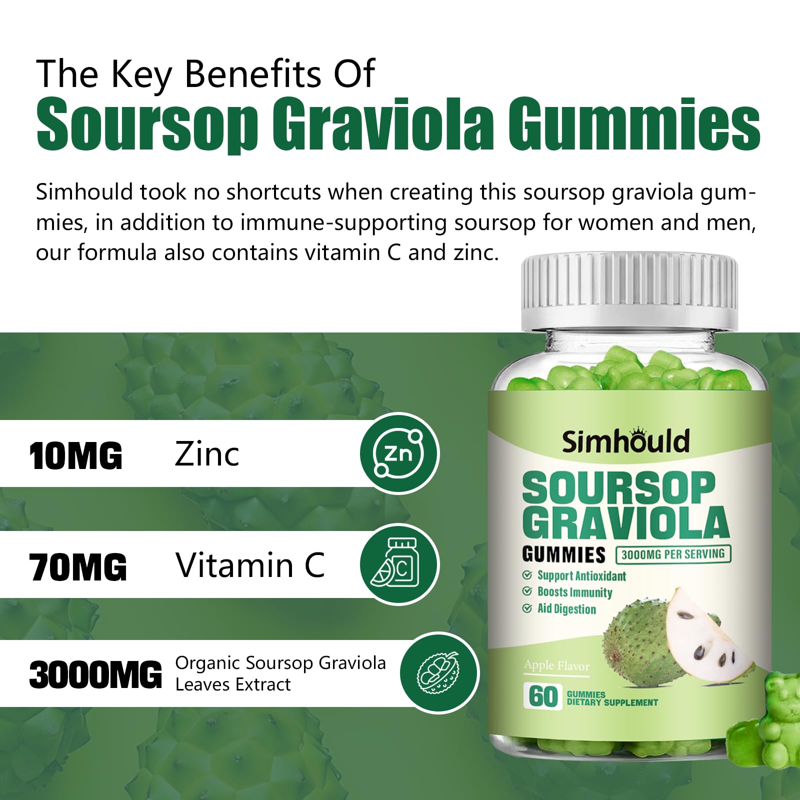 Close-up of Simhould Soursop Graviola Gummies