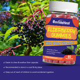 Close-up of SmildeHeal Elderberry Gummies showing texture