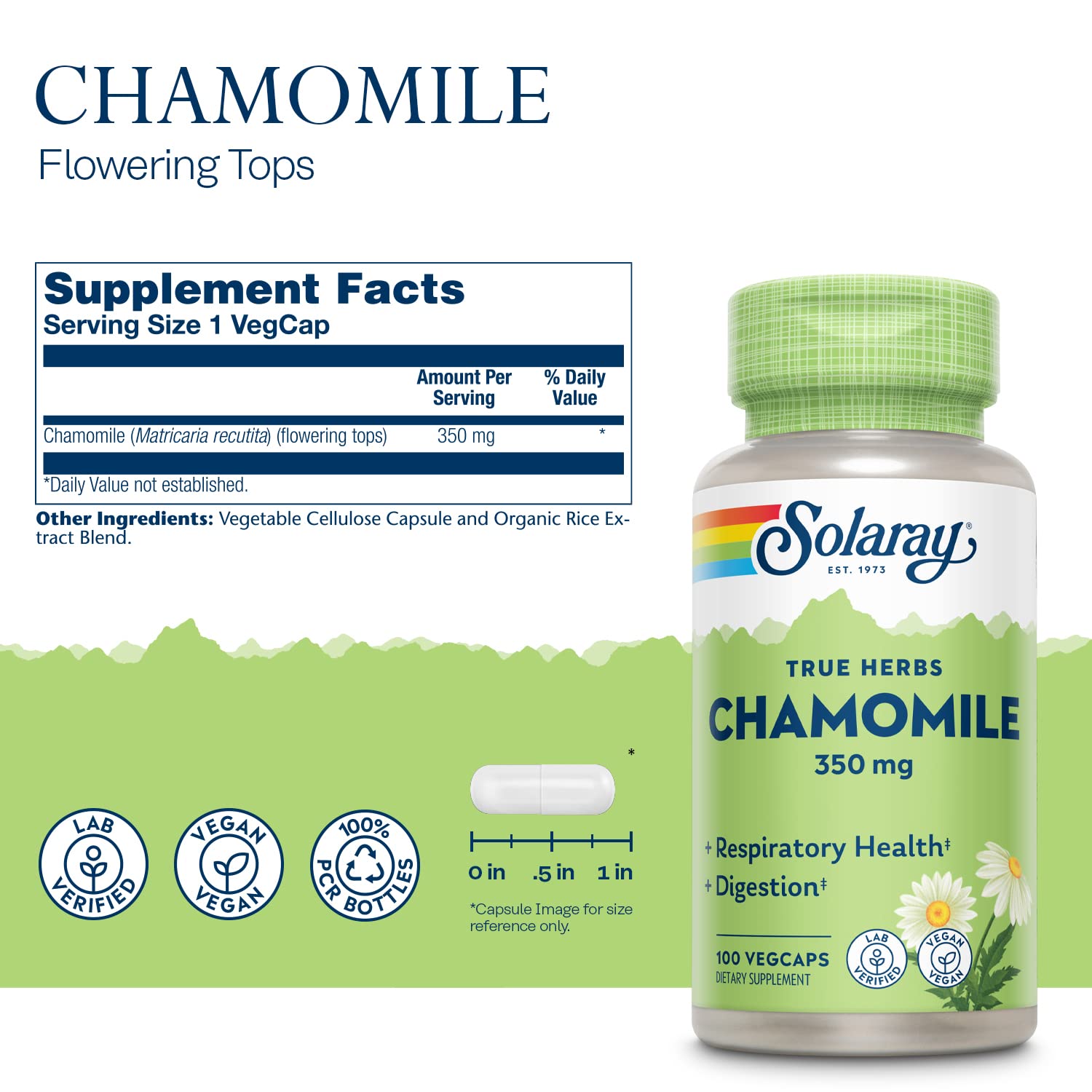Close-up of SOLARAY Chamomile capsules