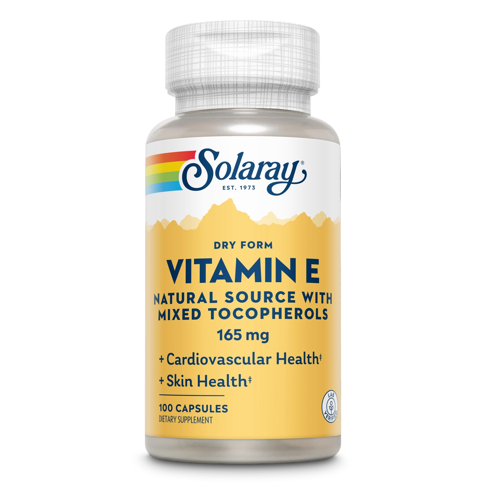 Close-up of SOLARAY Dry Vitamin E capsules