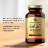 Close-up of Solgar Biotin 5000 mcg capsules