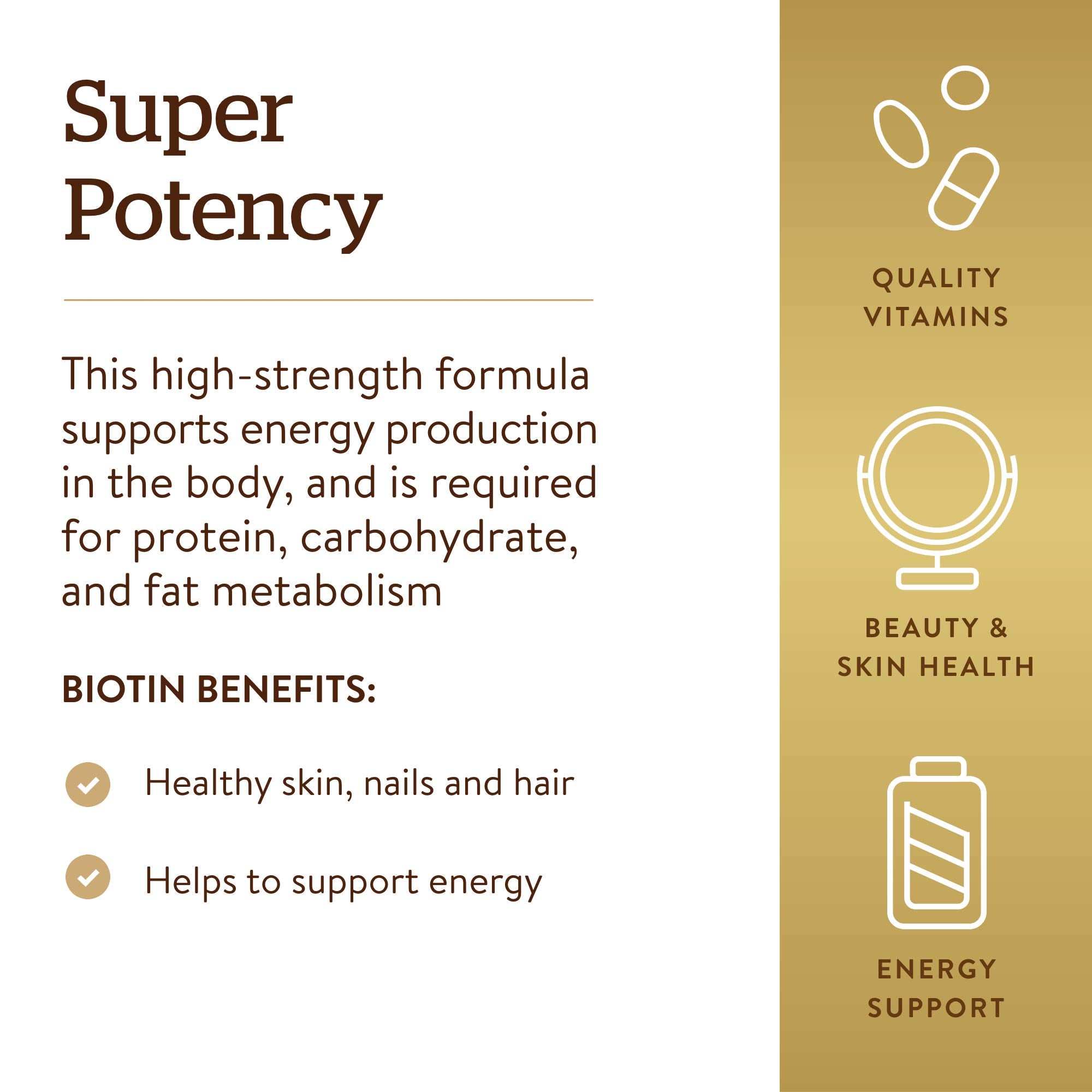Close-up of Solgar Biotin 5000mcg chewable tablet