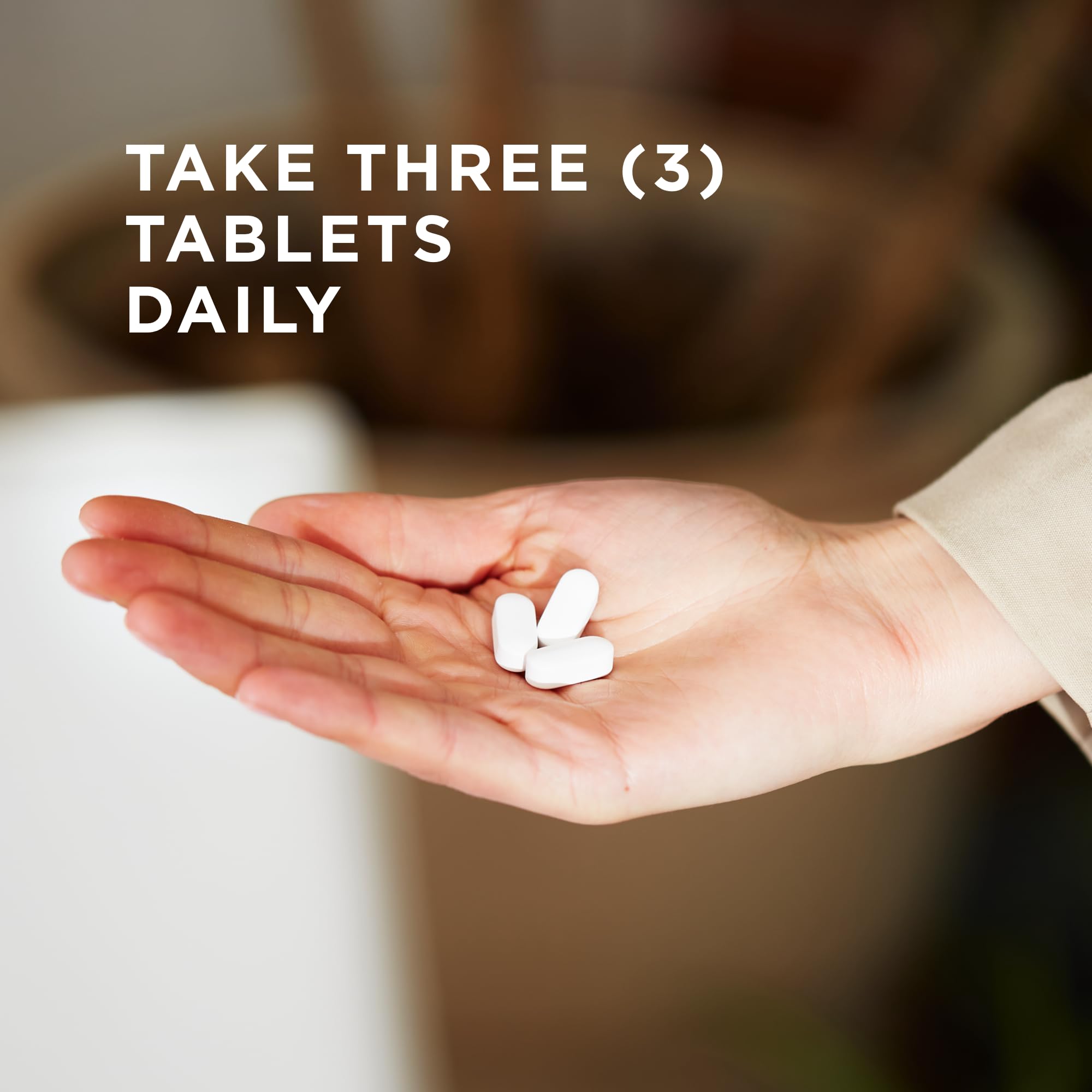 Close-up of Solgar Calcium Magnesium Plus Zinc tablets