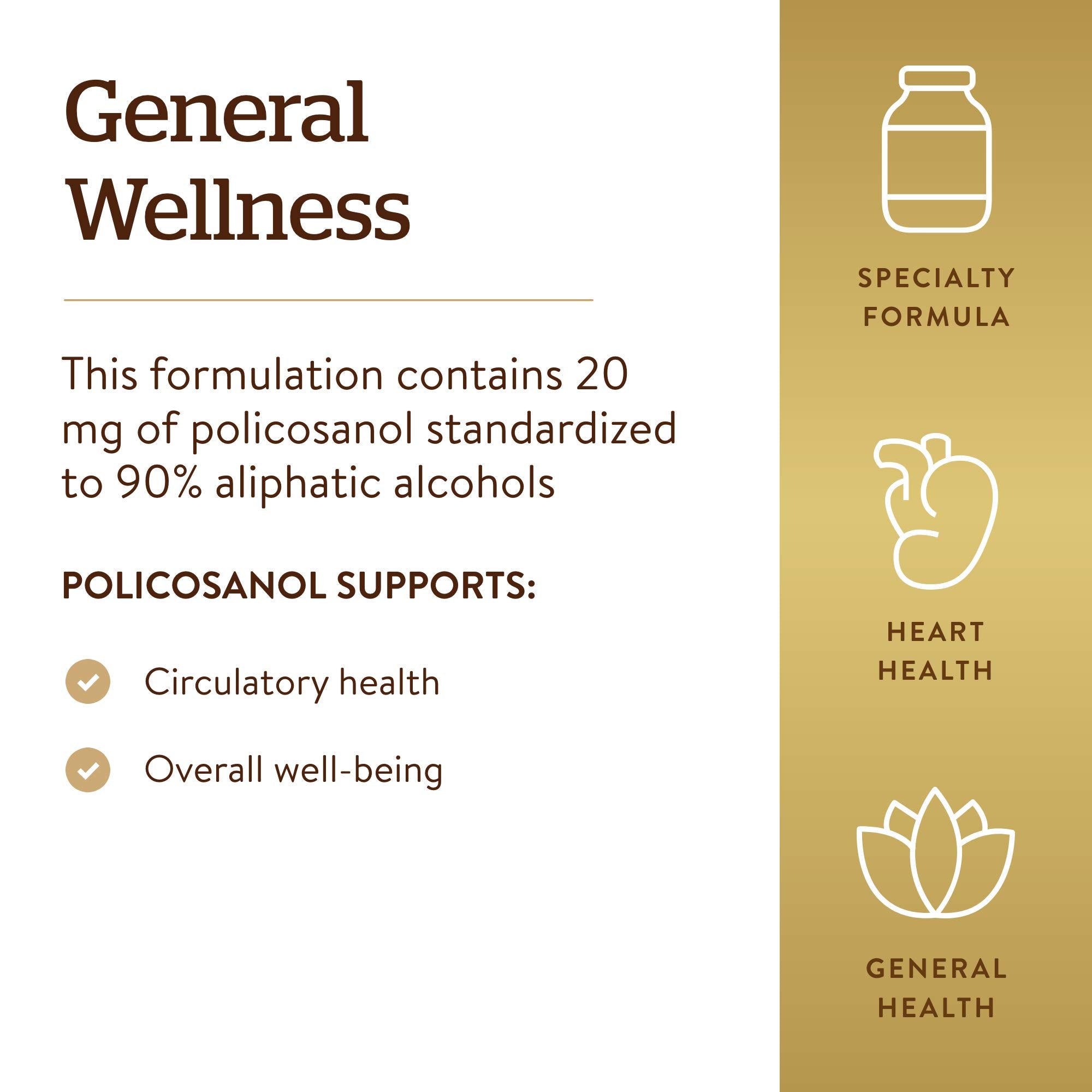 Close-up of Solgar Policosanol 20 mg Vegetable Capsule