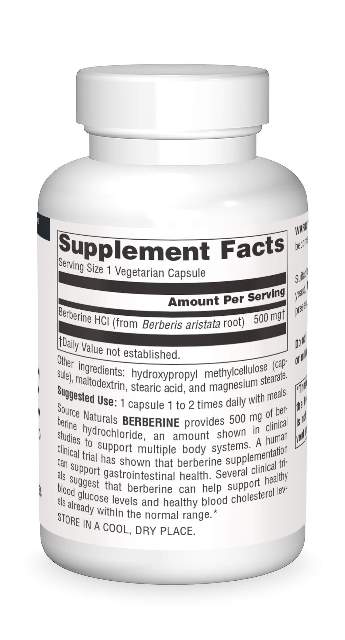 Close-up of Source Naturals Berberine 500mg capsules