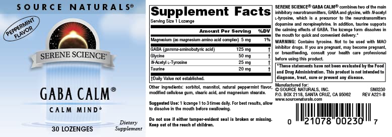 Close-up of Source Naturals GABA Calm Lozenge