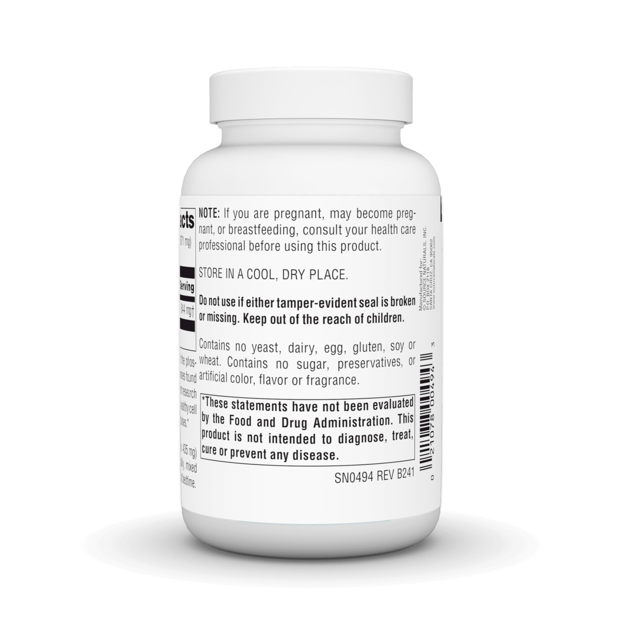 Close-up of Source Naturals Inositol Supplement ingredients