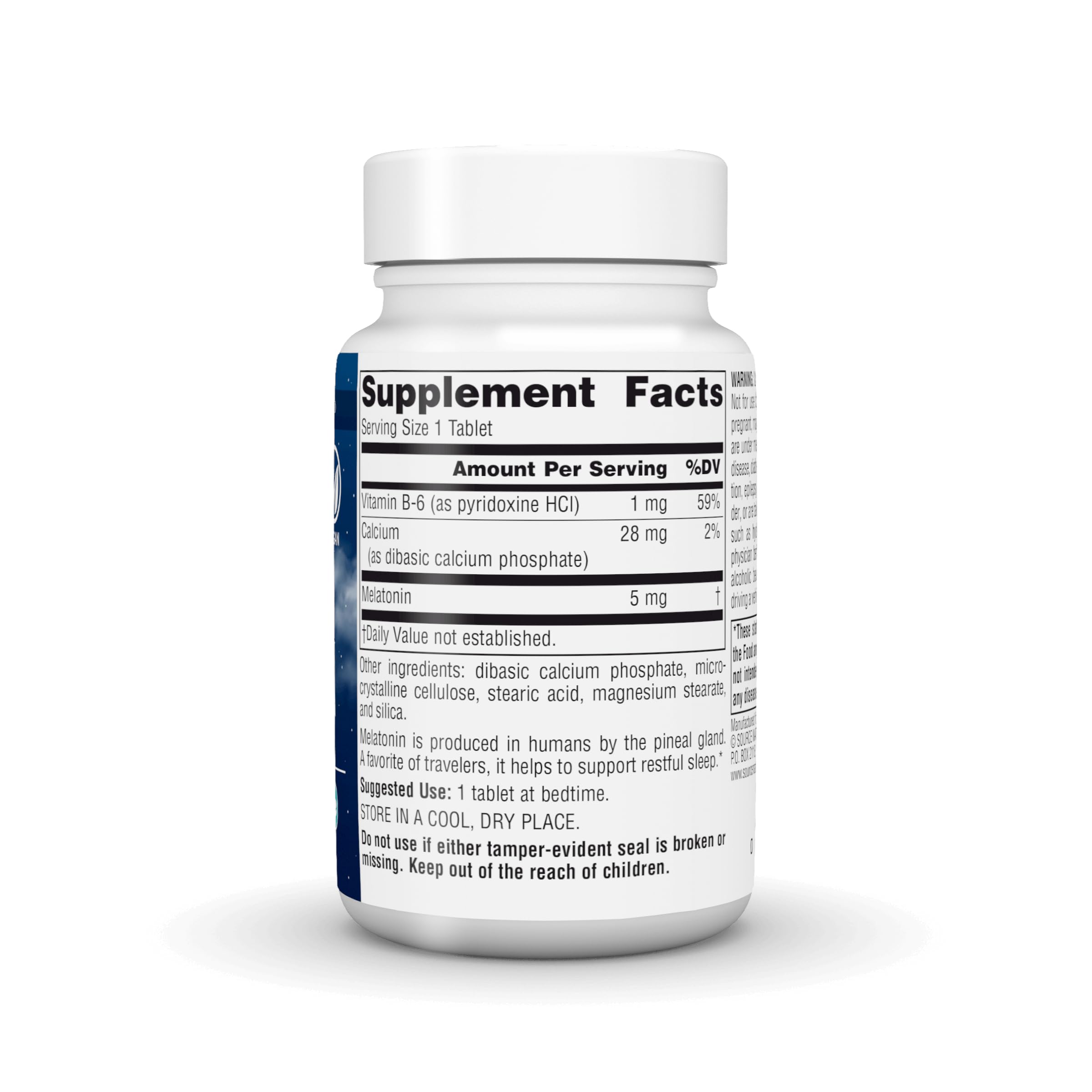 Close-up of Source Naturals Melatonin tablet