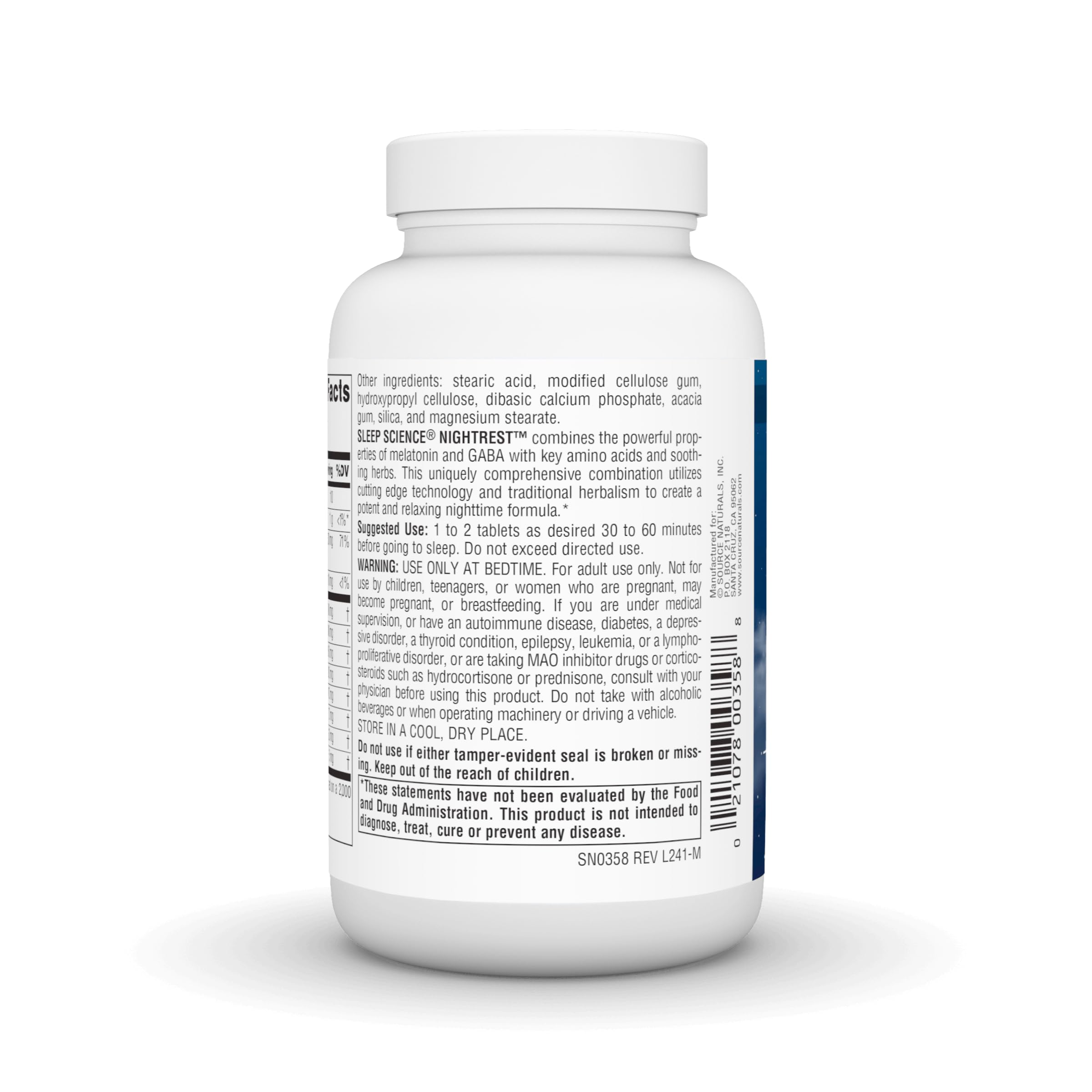 Close-up of Source Naturals Sleep Science NightRest tablet